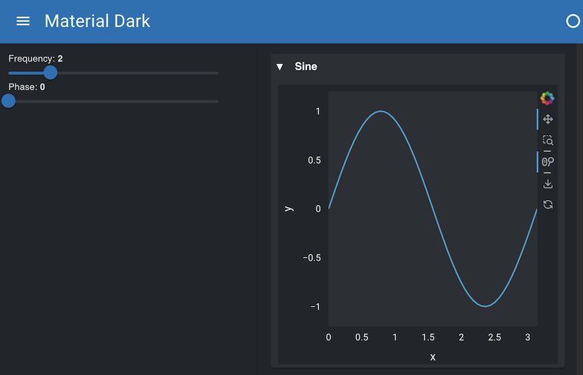 dark themed panel app